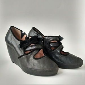 Anthropologie Miss Albright Chloe Wedge Bow Heel 8